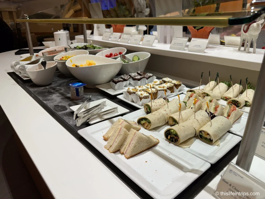 Tray of eats at the SkyTeam Lounge YVR