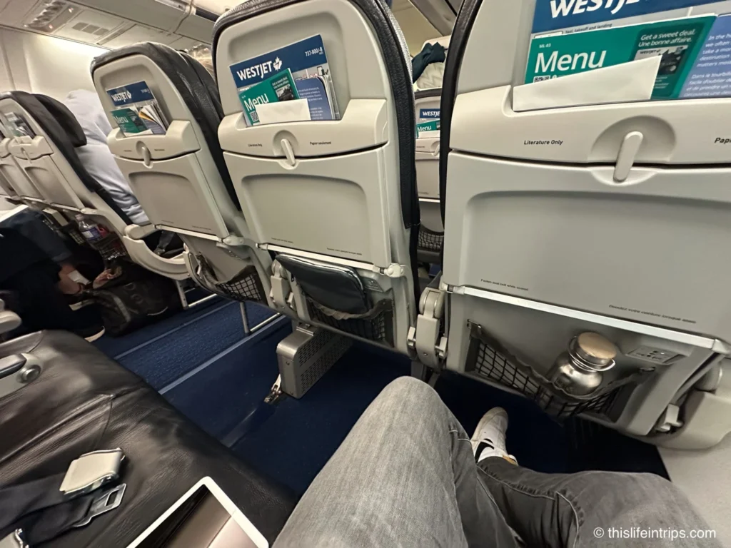 seats of WestJet economy leg room