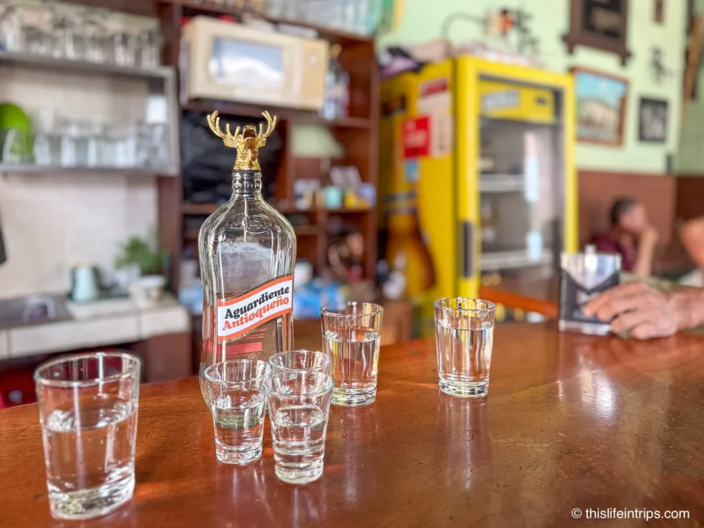 aguardiente on a bar
