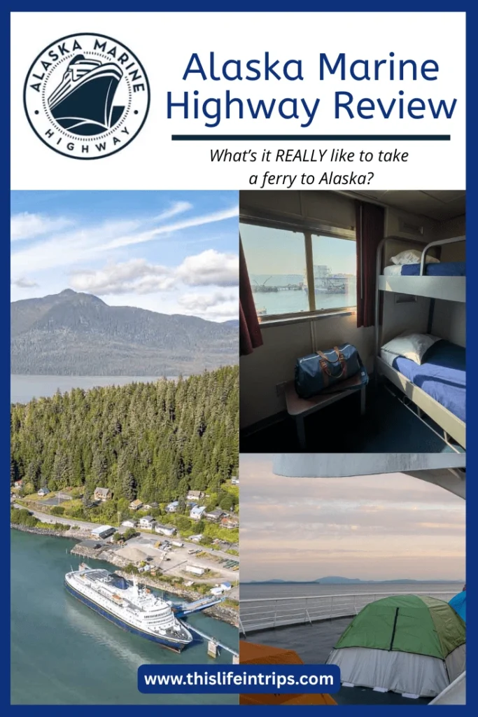 Alaska ferry tips and review shareable pinterest image