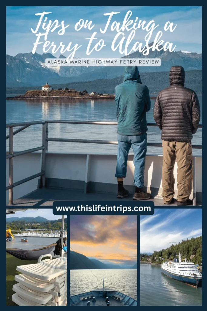 Alaska ferry tips and review shareable pinterest image