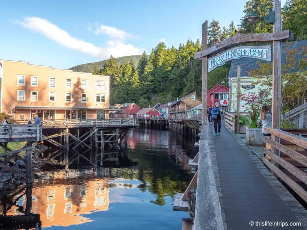Creek Street sign and boardwalk - one of the Best Things to do in Ketchikan
