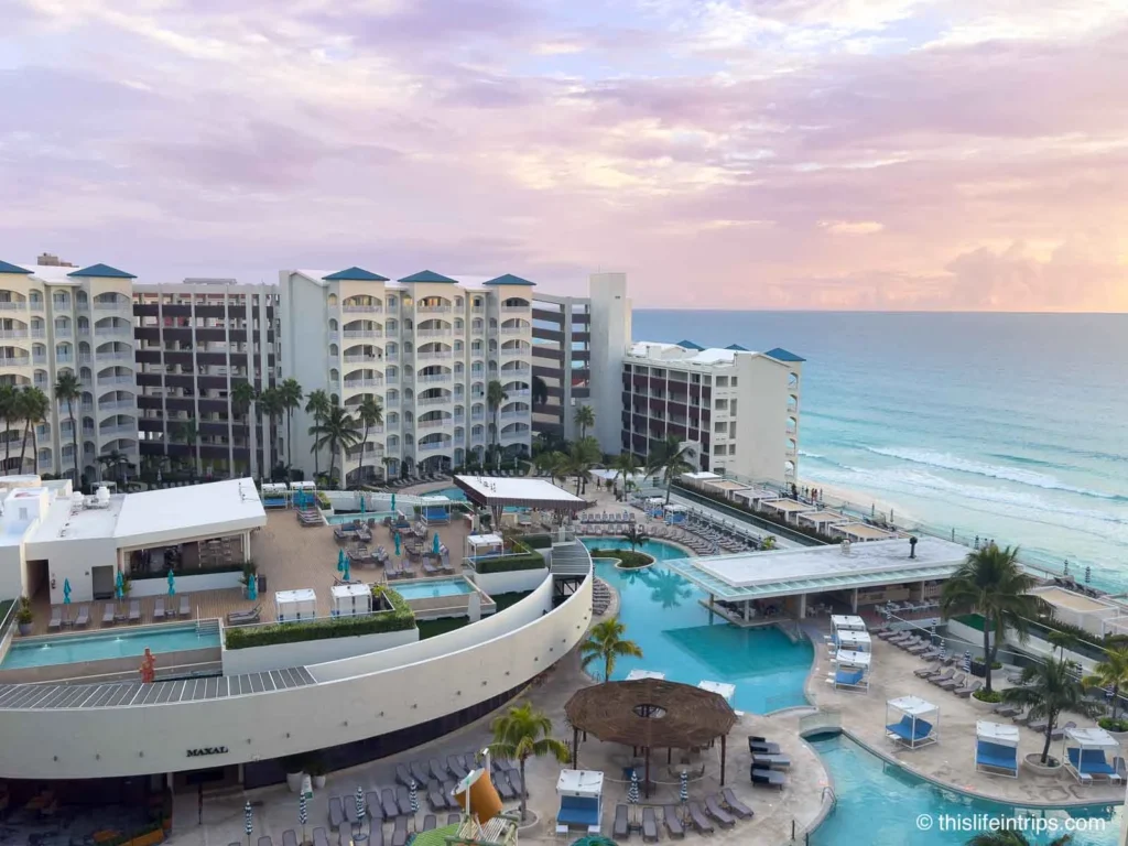 Enclave bar and pool area above the Cancun Hilton resort