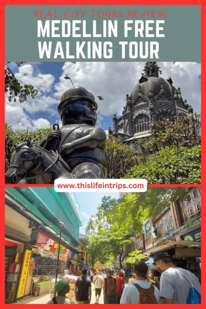Medellin free walking tour shareable Pinterest image