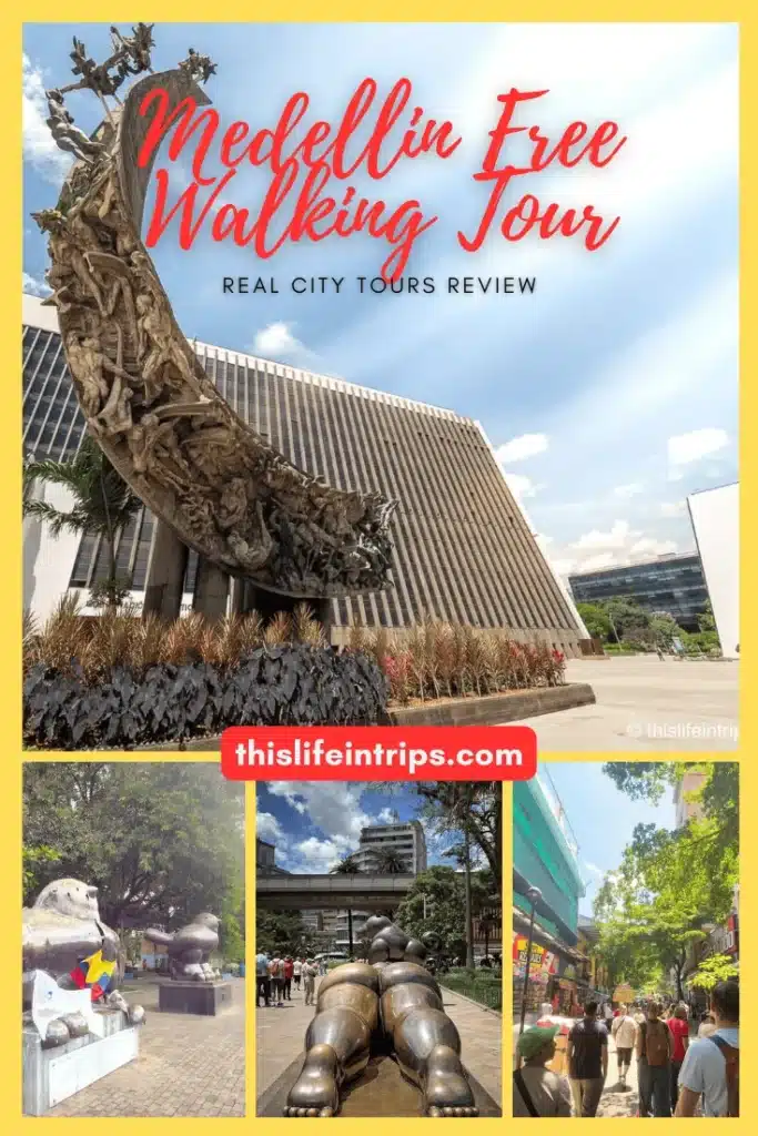 Medellin free walking tour shareable Pinterest image
