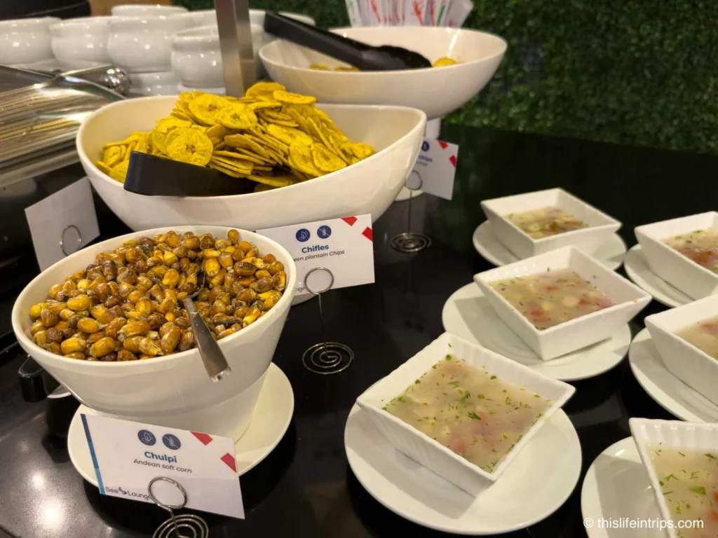 food at the Sala VIP Quito Airport lounge