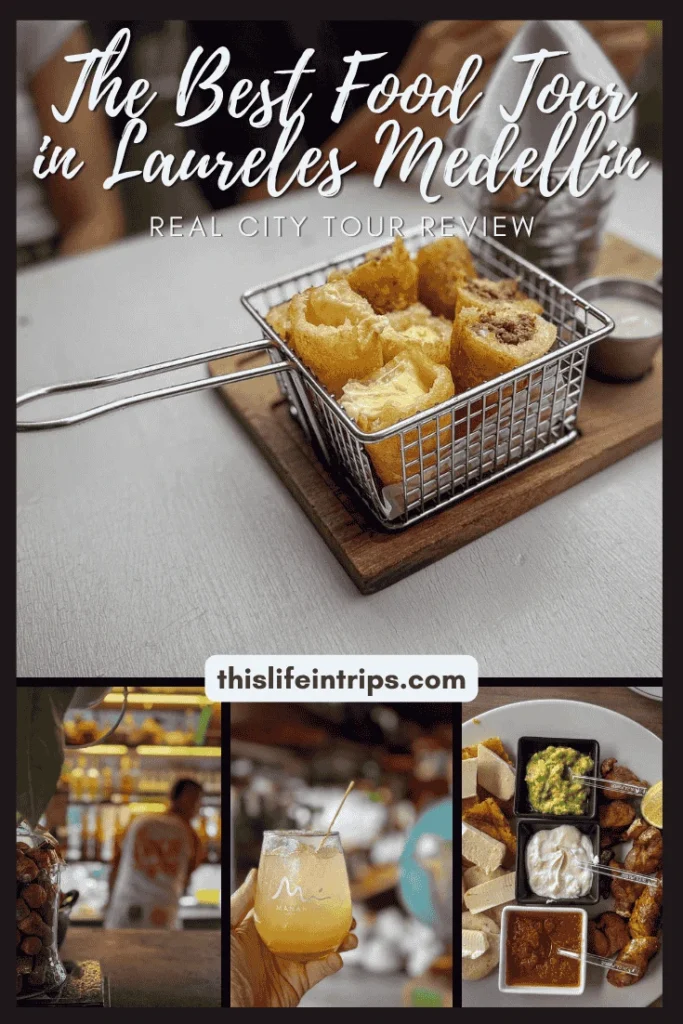 shareable pinterest image for Laureles Medellin Food Tour: Medellin Real City Tours Review