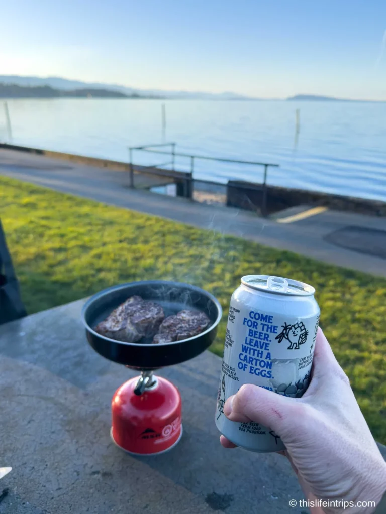 bbq and beer at Qualicum Beach, BC