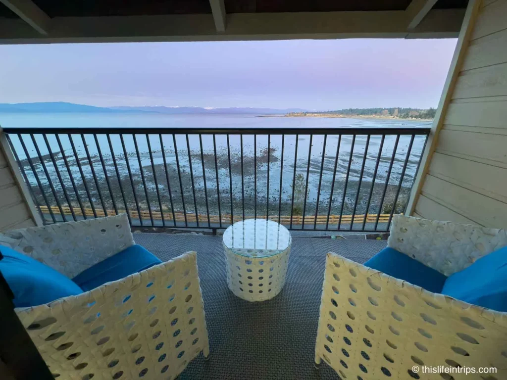 Balcony sunset at the Bayside Resort Parksville