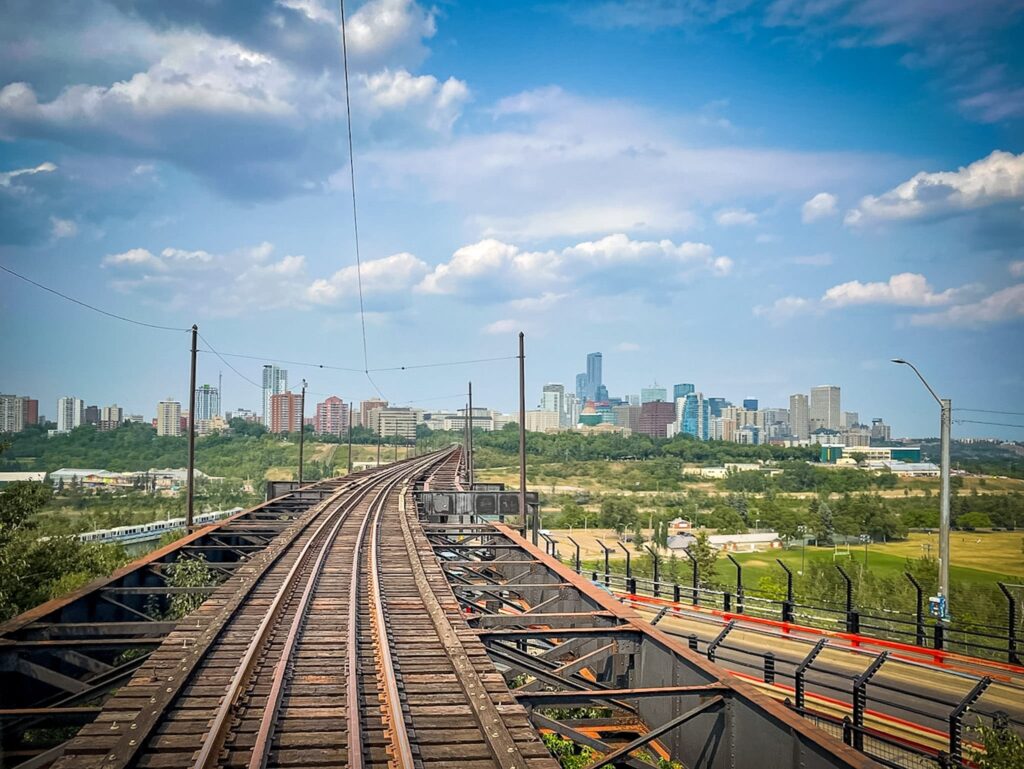 Taking the Edmonton street car downtown